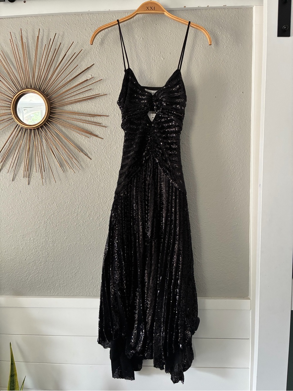 A.L.C. Black Strapless Sequin Evening Gown